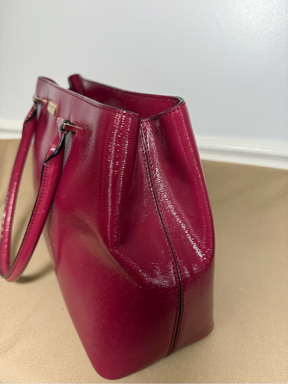kate spade Hot Pink Patent Tote with Gold Plaque - Picture 3 of 5